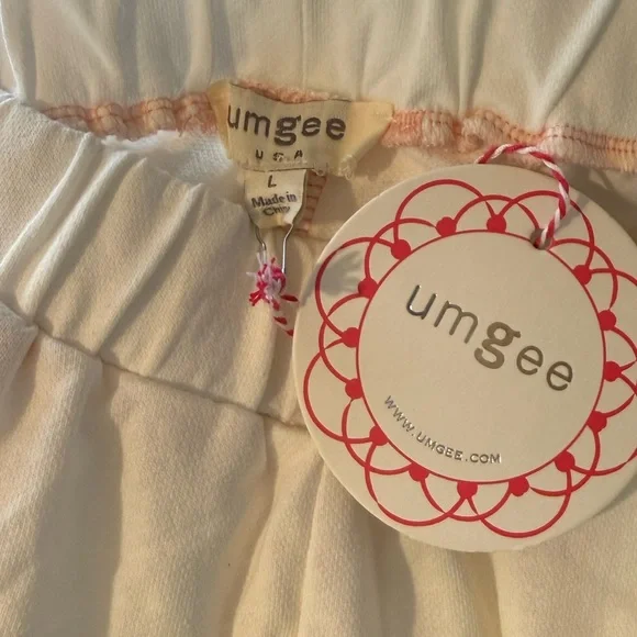 Umgee White Sweatpants Colorblock 100% Cotton Magenta Mix - Picture 6 of 8